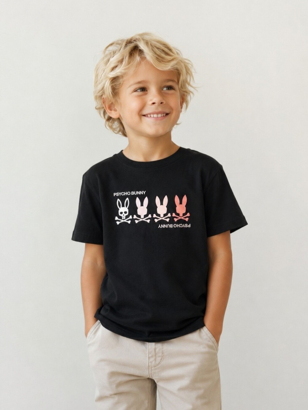 Psycho Bunny Oceania Embroidered Pima Cotton T-Shirt Boys M 10/12 Black
